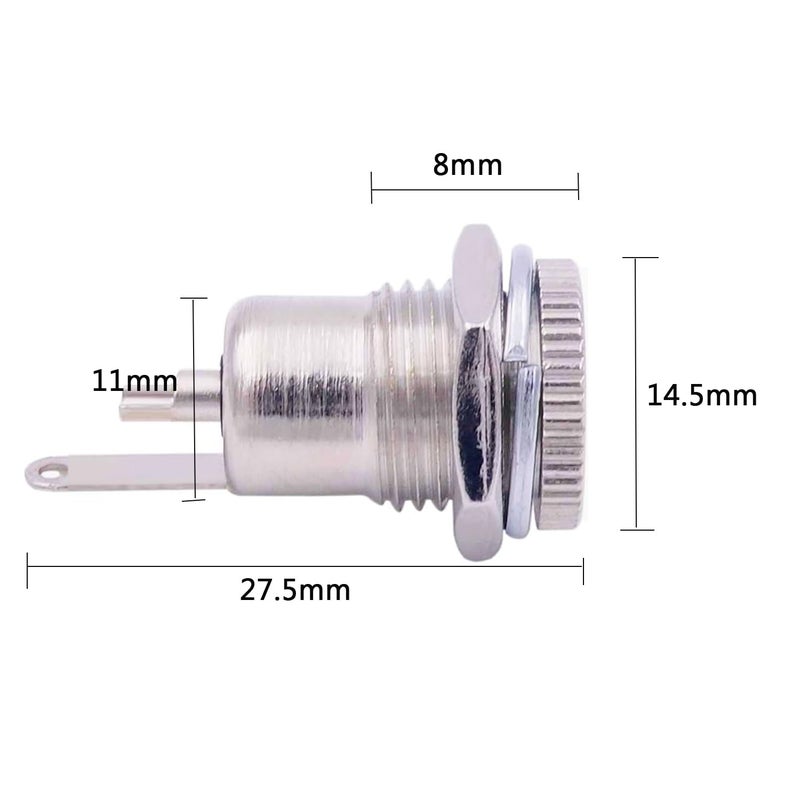 CenryKay 10PCS 5.5 x 2.1mm DC-099 10A DC Power Jack Socket,Threaded Female Panel Mount Connector Adapter - Image 3